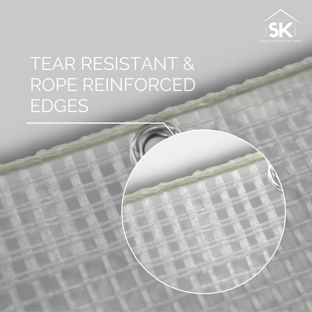 Skilcut© Extra Heavy Duty Premium 16 Mil Clear Poly Tarp with Fiber Reinforcement