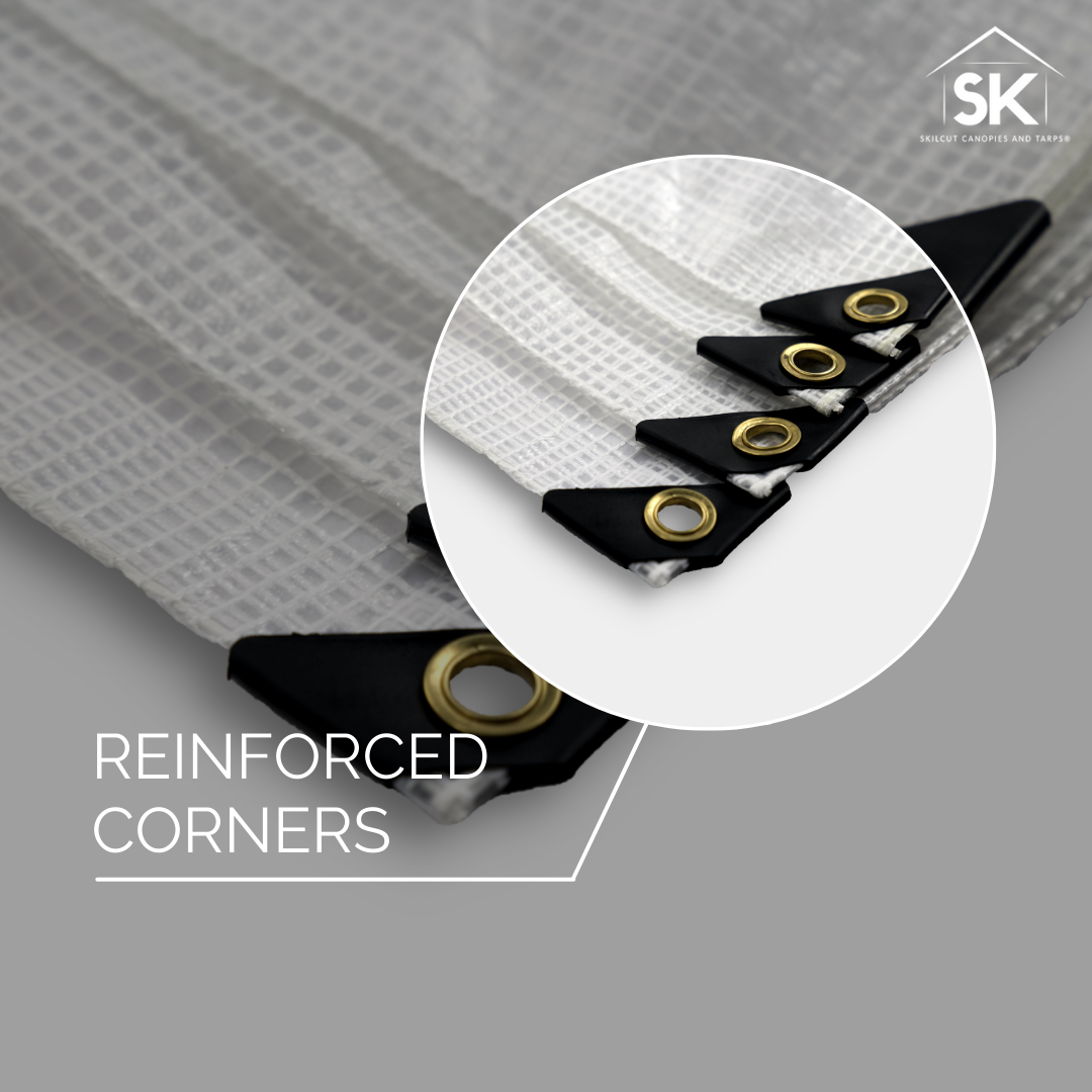 Skilcut© Extra Heavy Duty Premium 16 Mil Clear Poly Tarp with Fiber Reinforcement