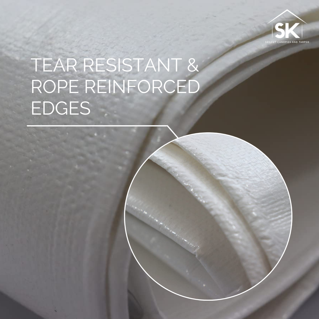 Skilcut® Extra Heavy Duty Premium 16 Mil White Poly Tarp