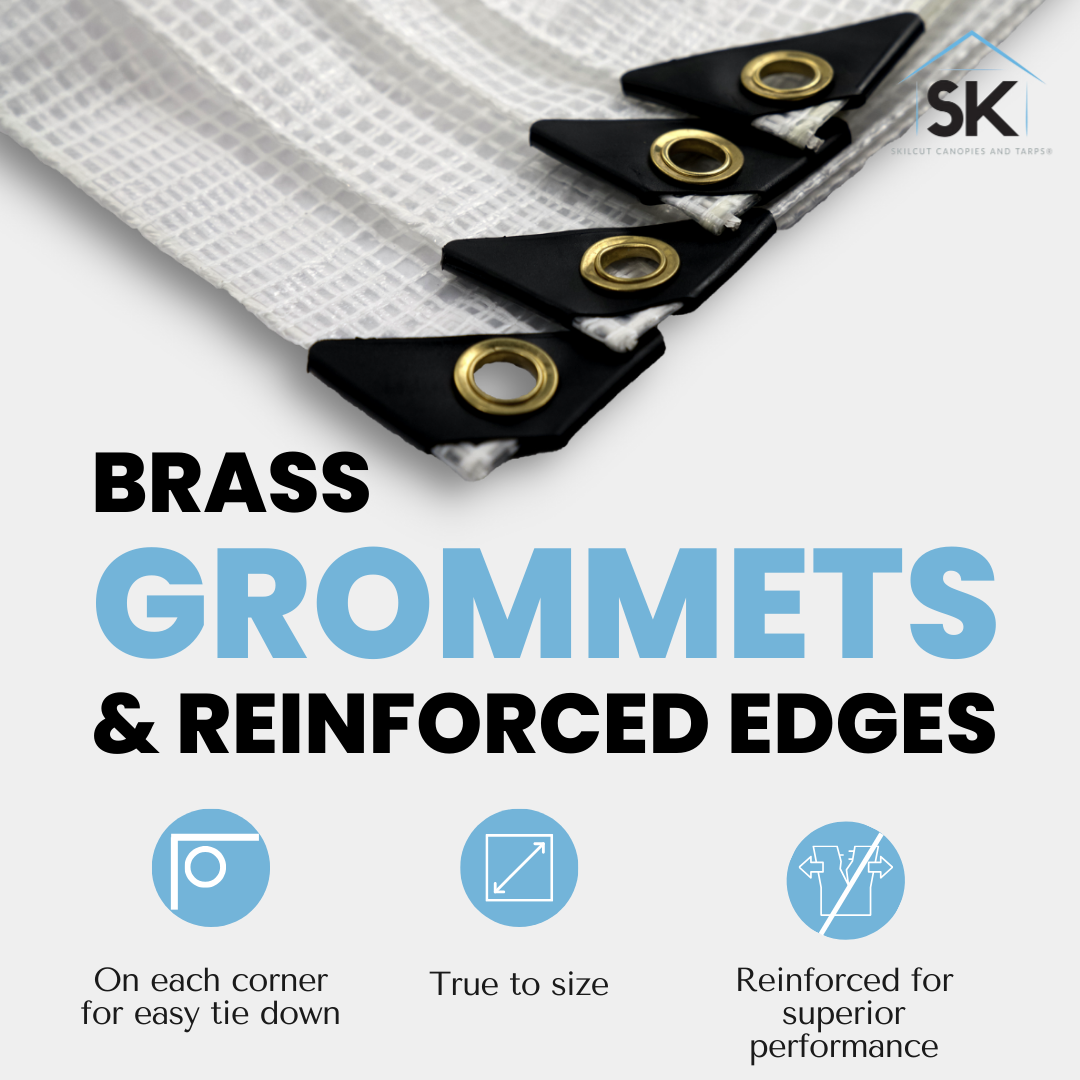 Skilcut© Extra Heavy Duty Premium 16 Mil Clear Poly Tarp with Fiber Reinforcement