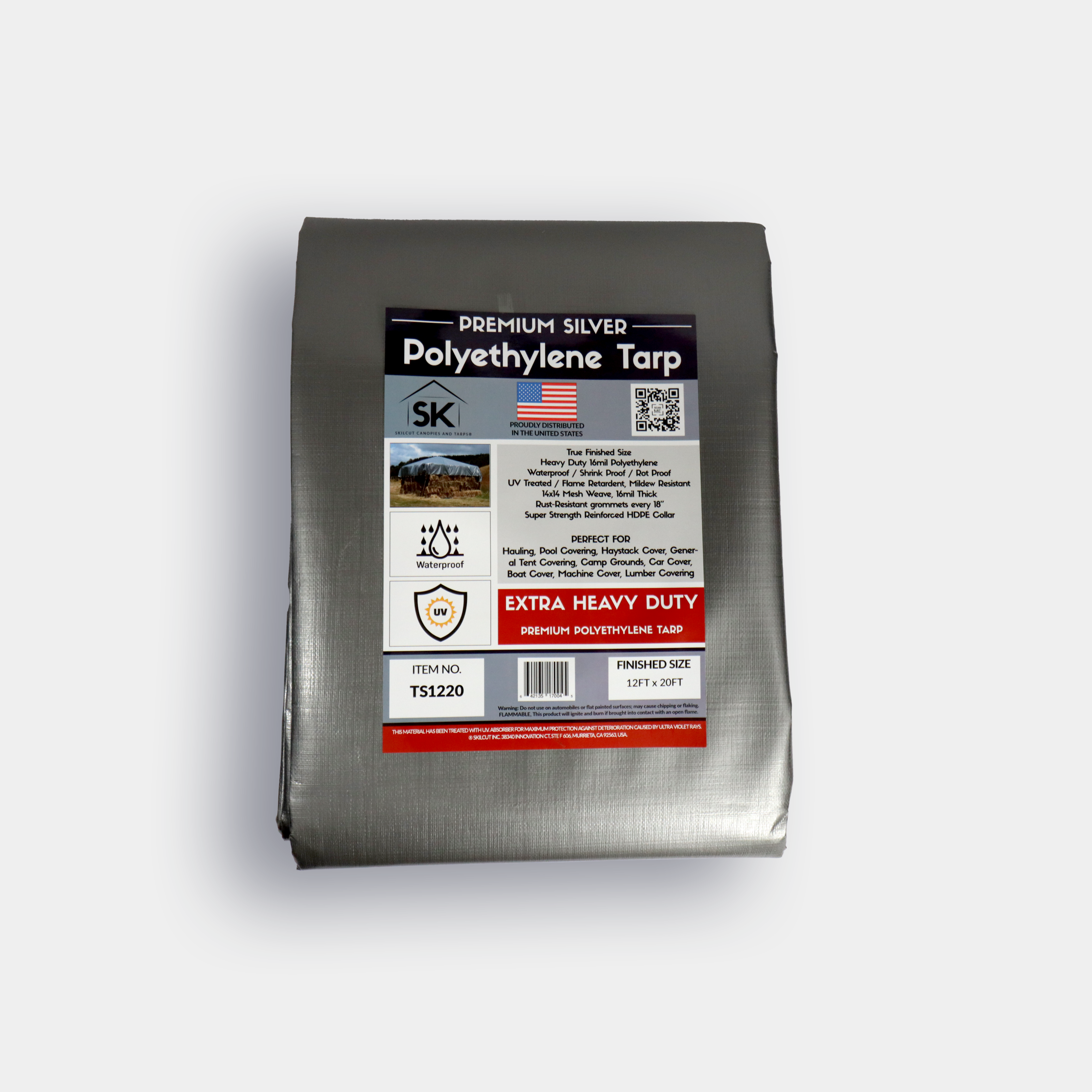 Skilcut® Extra Heavy Duty Premium 16 Mil Silver Poly Tarp
