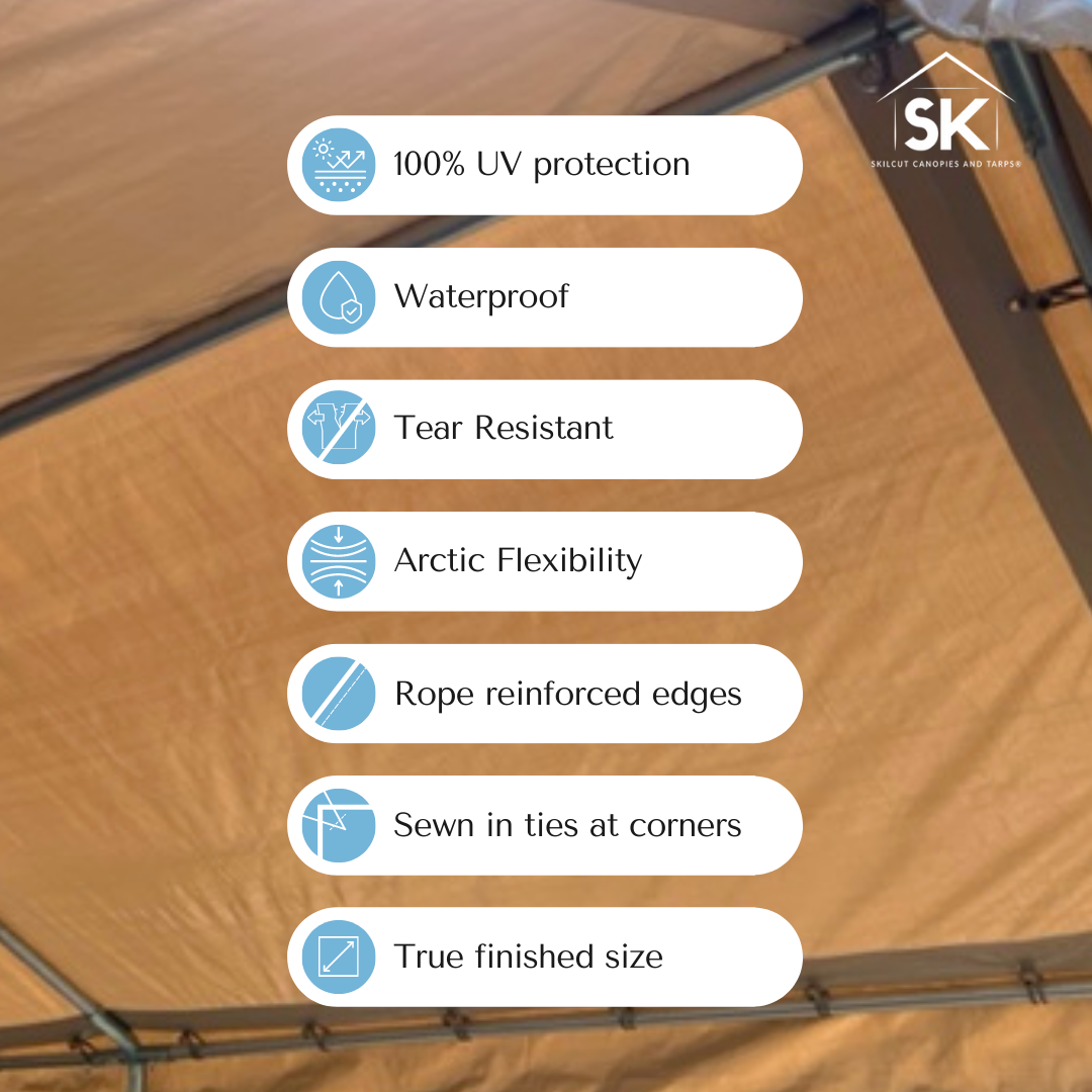 Skilcut® Extra Heavy Duty Premium 16 Mil Valance Replacement Canopy Tarp Top Cover