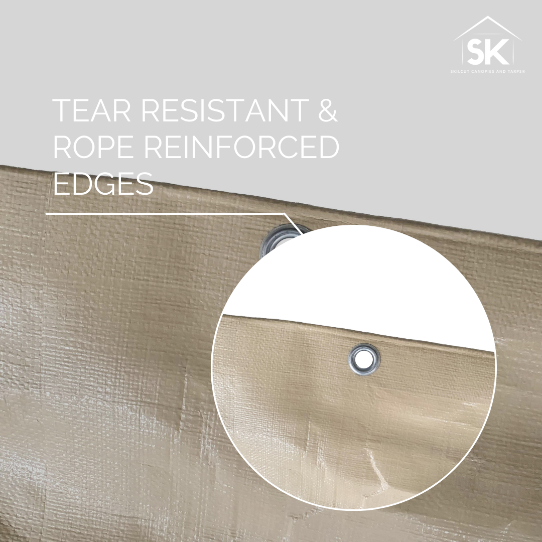 Skilcut® Extra Heavy Duty Premium 16 Mil Tan Poly Tarp