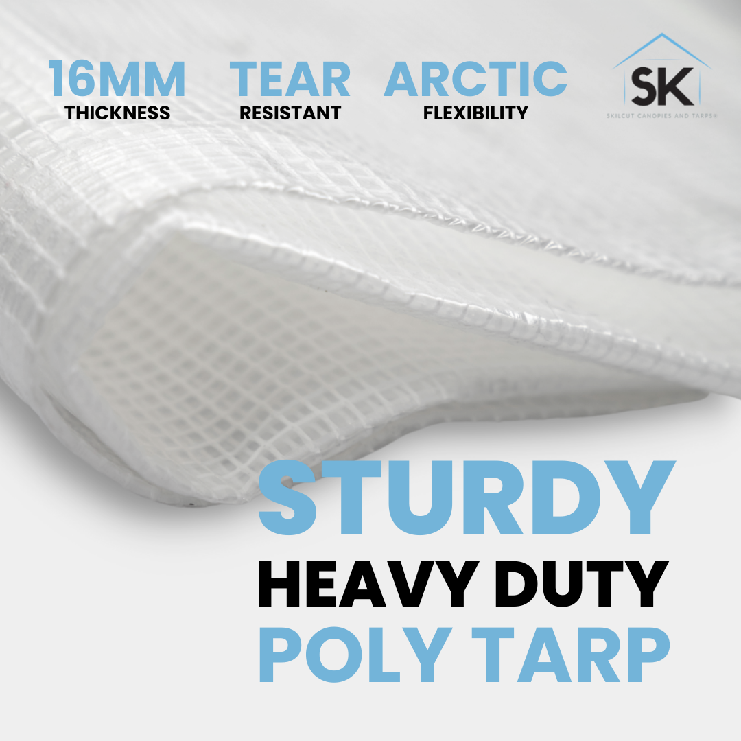Skilcut© Extra Heavy Duty Premium 16 Mil Clear Poly Tarp with Fiber Reinforcement