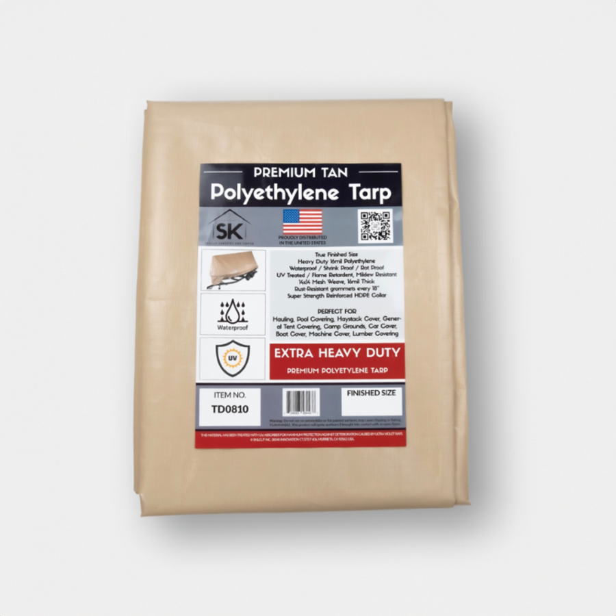 Skilcut® Extra Heavy Duty Premium 16 Mil Tan Poly Tarp