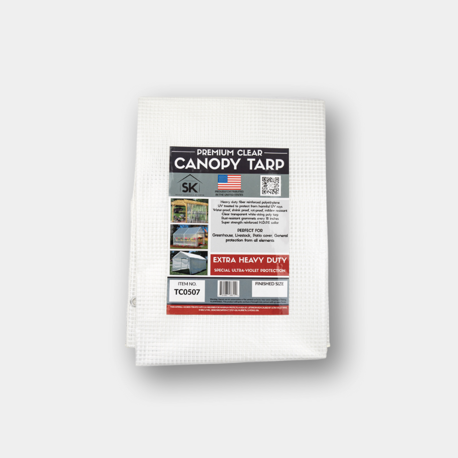 Skilcut© Extra Heavy Duty Premium 16 Mil Clear Poly Tarp with Fiber Reinforcement