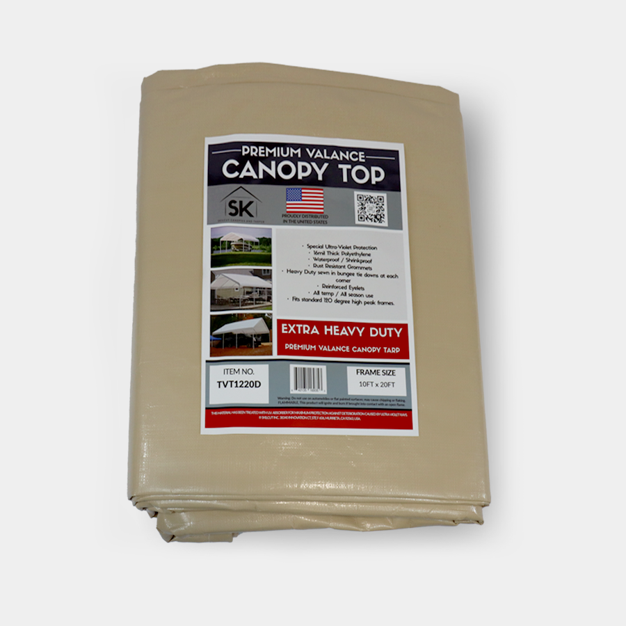 Skilcut® Extra Heavy Duty Premium 16 Mil Valance Replacement Canopy Tarp Top Cover